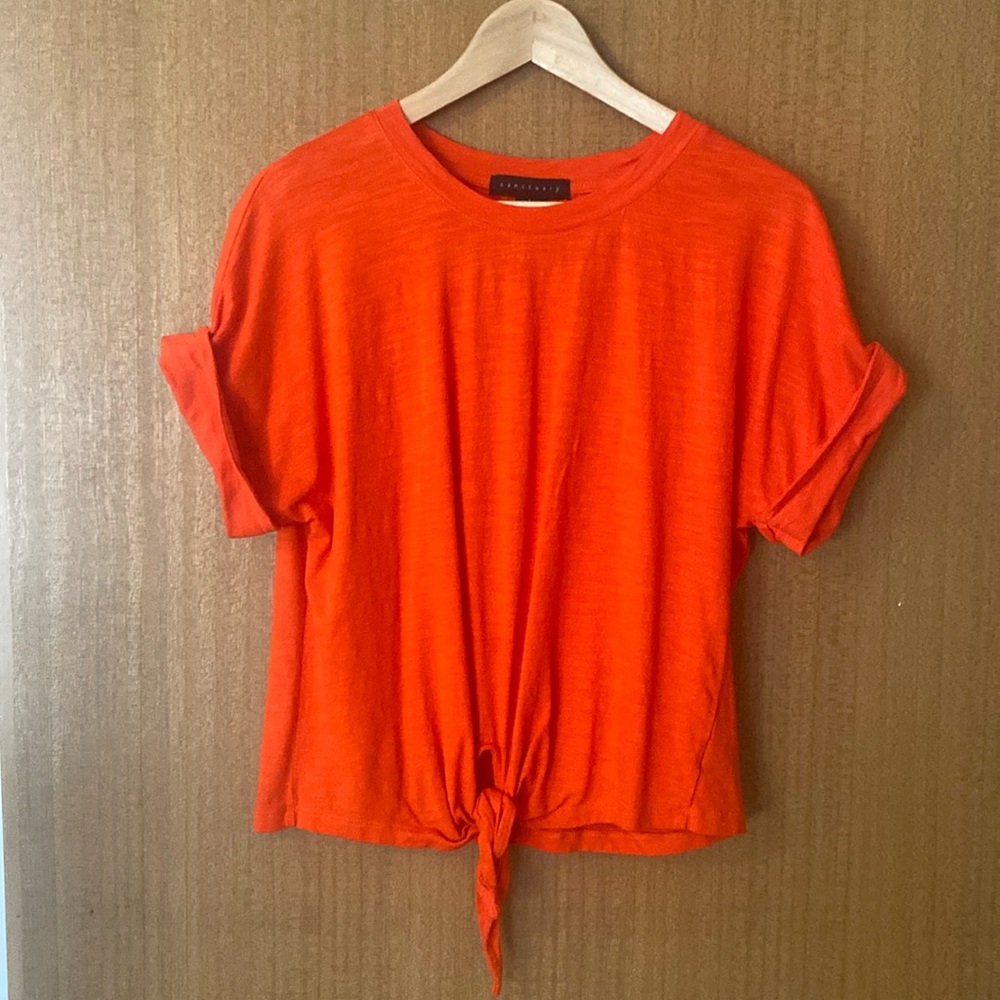 Sanctuary tie front roll cuff tee